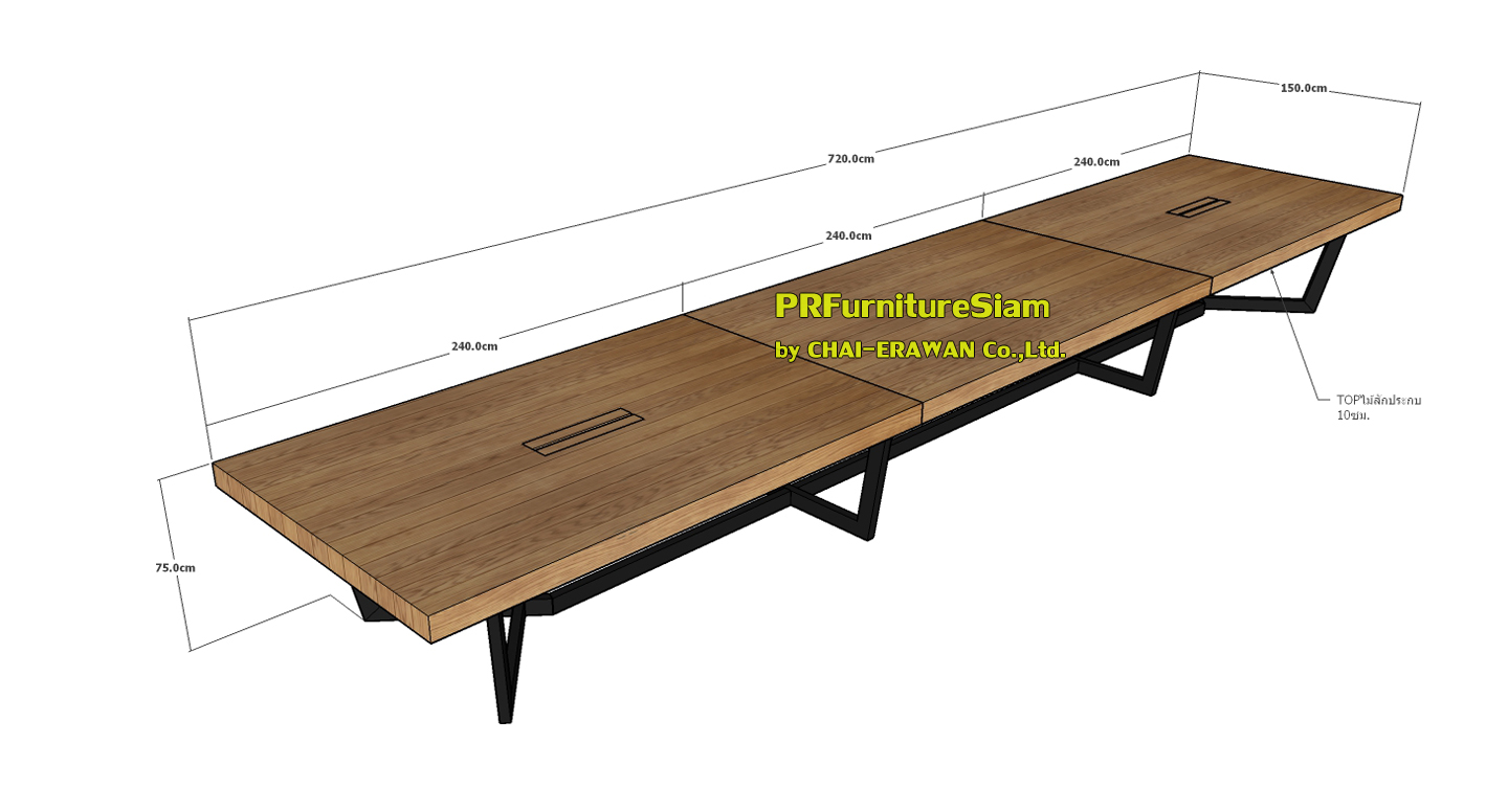 "โต๊ะประชุมไม้สักขาเหล็กขนาดใหญ่ที่แพรรี่มาร์เก็ตติ้ง"