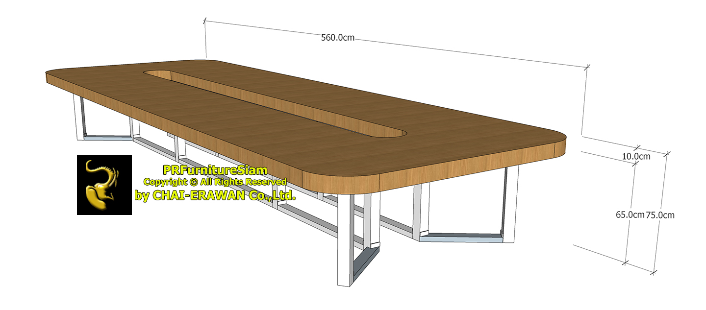 โต๊ะประชุมไม้สักขาสแตนเลสแบบ Knockdown ขนาดพิเศษ