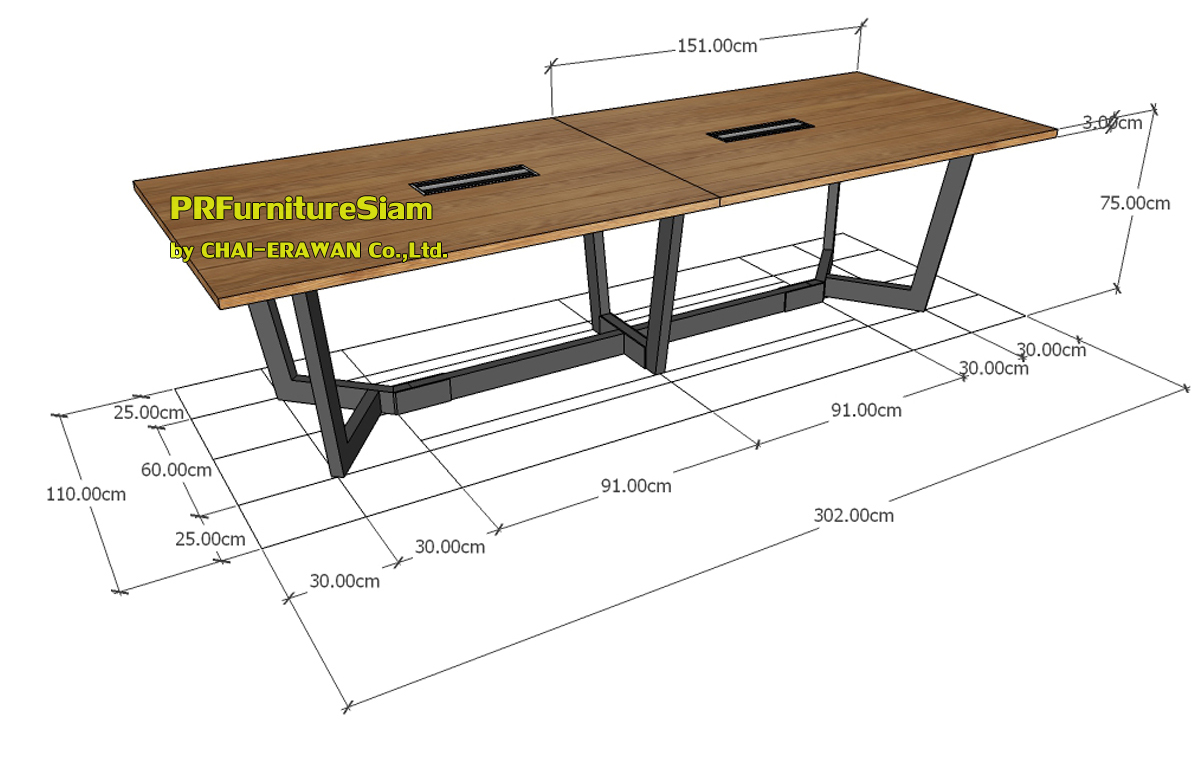 โต๊ะประชุมไม้สักดีไซน์โมเดิร์นสำหรับการประชุม